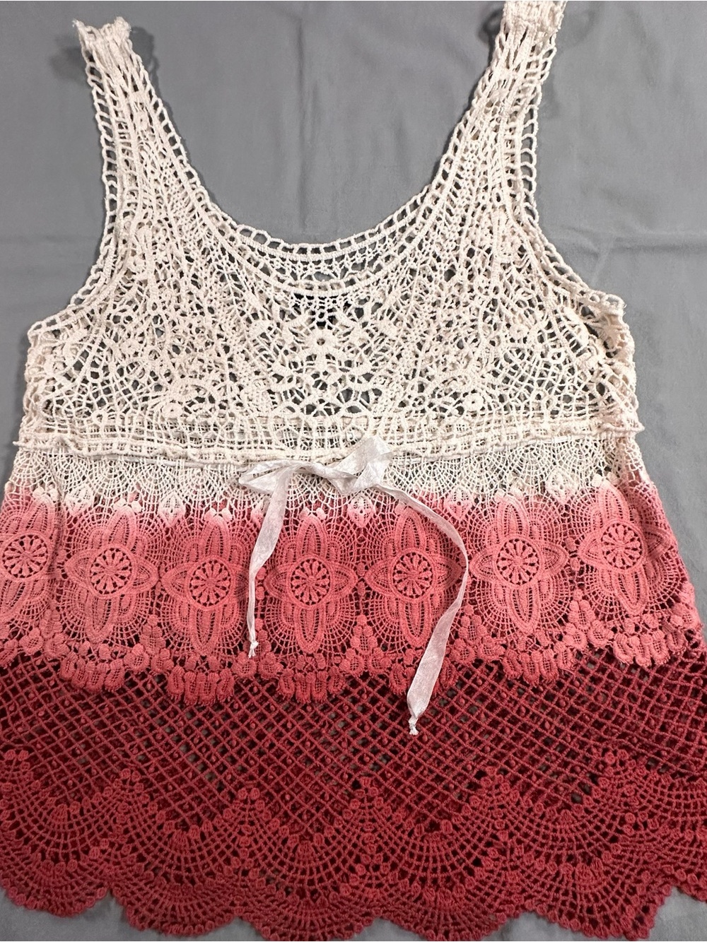 American Eagle Outfitters Crochet Lace Tank boho cottage core romantic pink Y2K